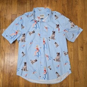 Blue Dog Print Men's Shirt